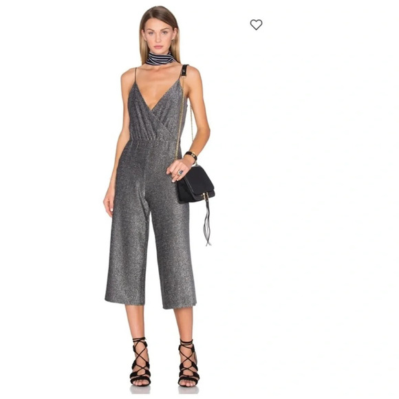 Revolve Sparkly Spaghetti Strap Jumpsuit Glitter Sequins House of Harlow Black - Picture 3 of 13